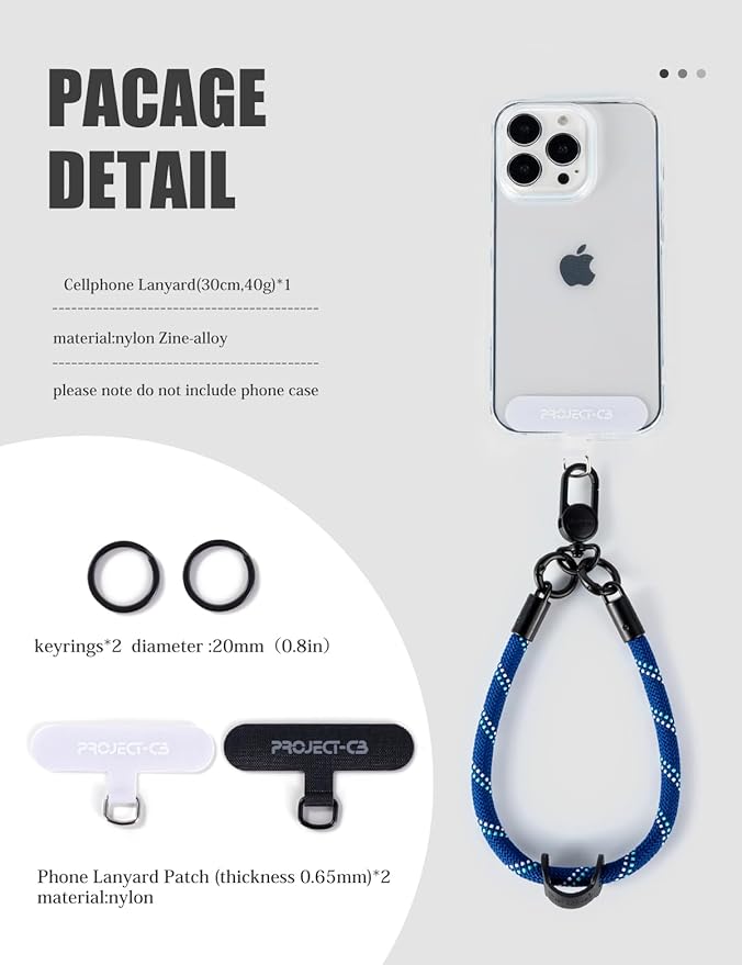 project-cb Phone Wrist Strap 1,Tether Tab 2,Phone Wristlet,Lanyard Wrist Strap,Key Holder,KeyChain,KeyRing×2(Purple)