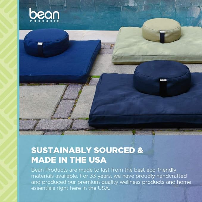 Bean Products Zafu Meditation Pillows for Sitting on Floor, Yoga Cushion, Cotton/Buckwheat Fill Yoga Pillow, Zafu Meditation Cushion, Zen Kneeling Prayer Pad- Made in USA - 14" Round - Royal Blue