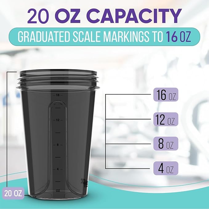 '-2 Pack- 20 oz Protein Shaker Bottles for Protein Mixes, 2x Wire Whisk, Leak Proof Shaker Cups for Protein Shakes and Pre Workout, Protein Shaker Bottle Pack, Protein Mixer Cup(Torquise&Black)