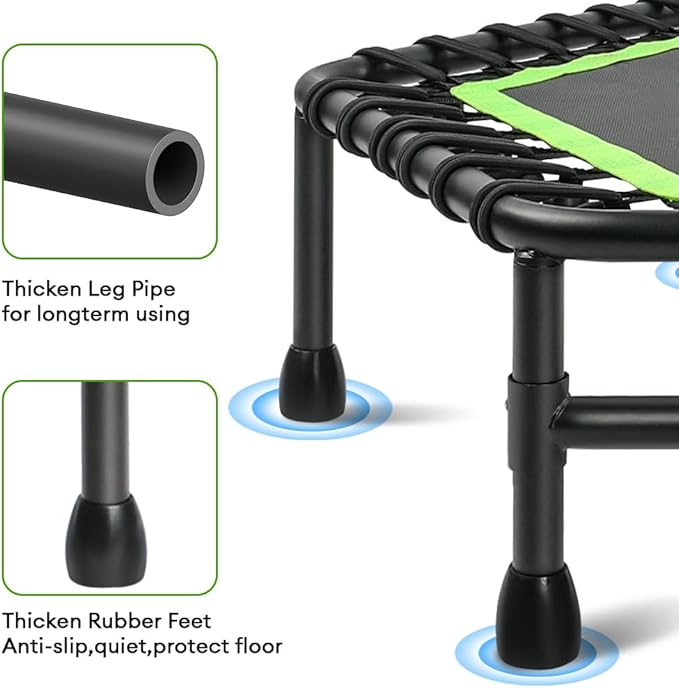 ONETWOFIT 42"/45" Rebounder Trampoline for Adults, Silent Mini Trampoline Indoor Exercise Fitness Trampoline Bungee Rebounder Workout Max Load 330lbs