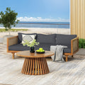 Outdoor Patio Set Acacia Wood Wicker Teak Dark Gray Daybed 2 Piece 600 LB