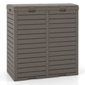62 Gallon Outdoor Trash Can Waterproof Double Bin with Tiered Lid and Drip Tray-Coffee