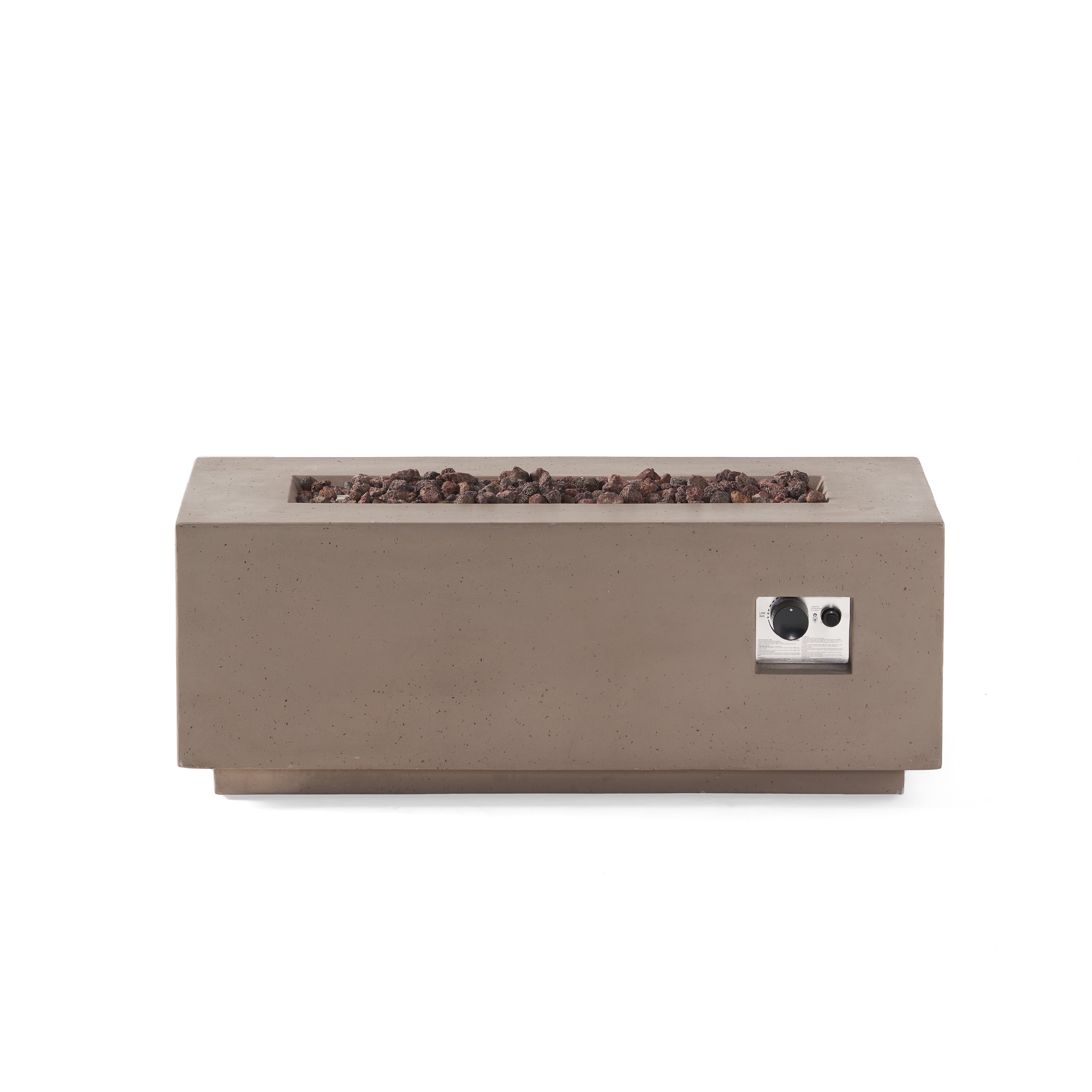 Modern 40 Inch Outdoor Rectangular MGO Fire Pit 40000 BTU, Dark Grey