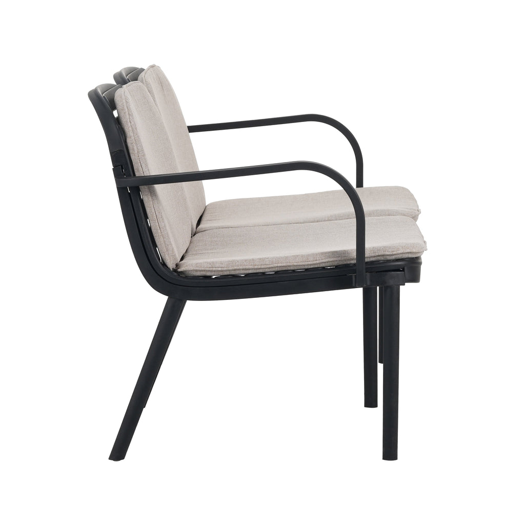 Outdoor Chat Set Polypropylene Black Beige Cushion 3 Piece Loveseat