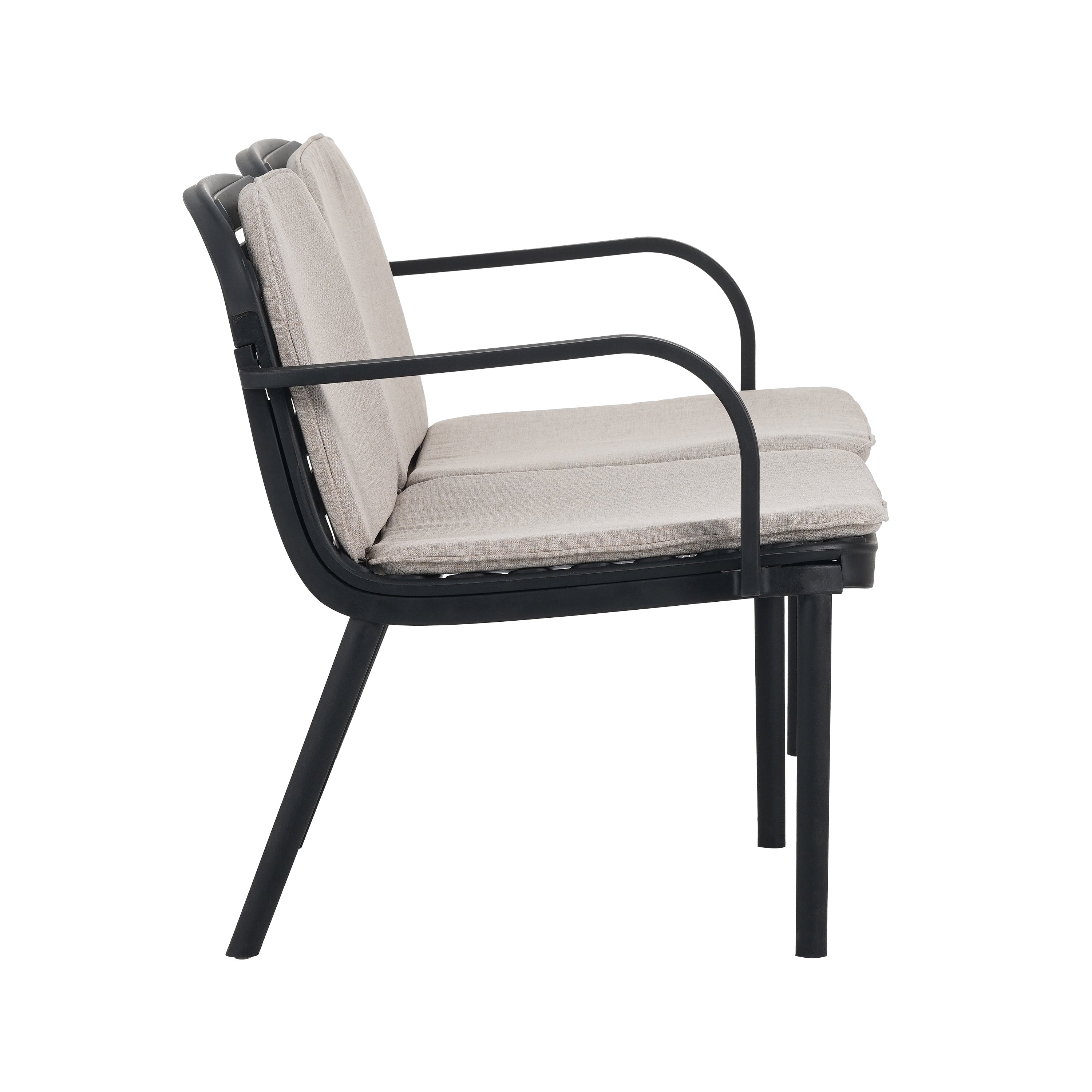 Outdoor Chat Set Polypropylene Black Beige Cushion 3 Piece Loveseat