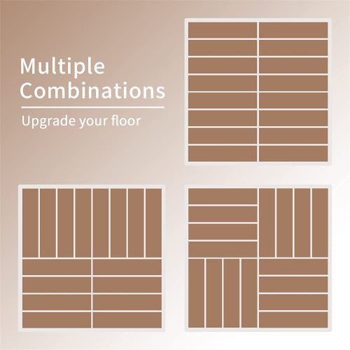 Outdoor Deck Tiles Interlocking Plastic Dark Brown 12x12 in Pack of 44