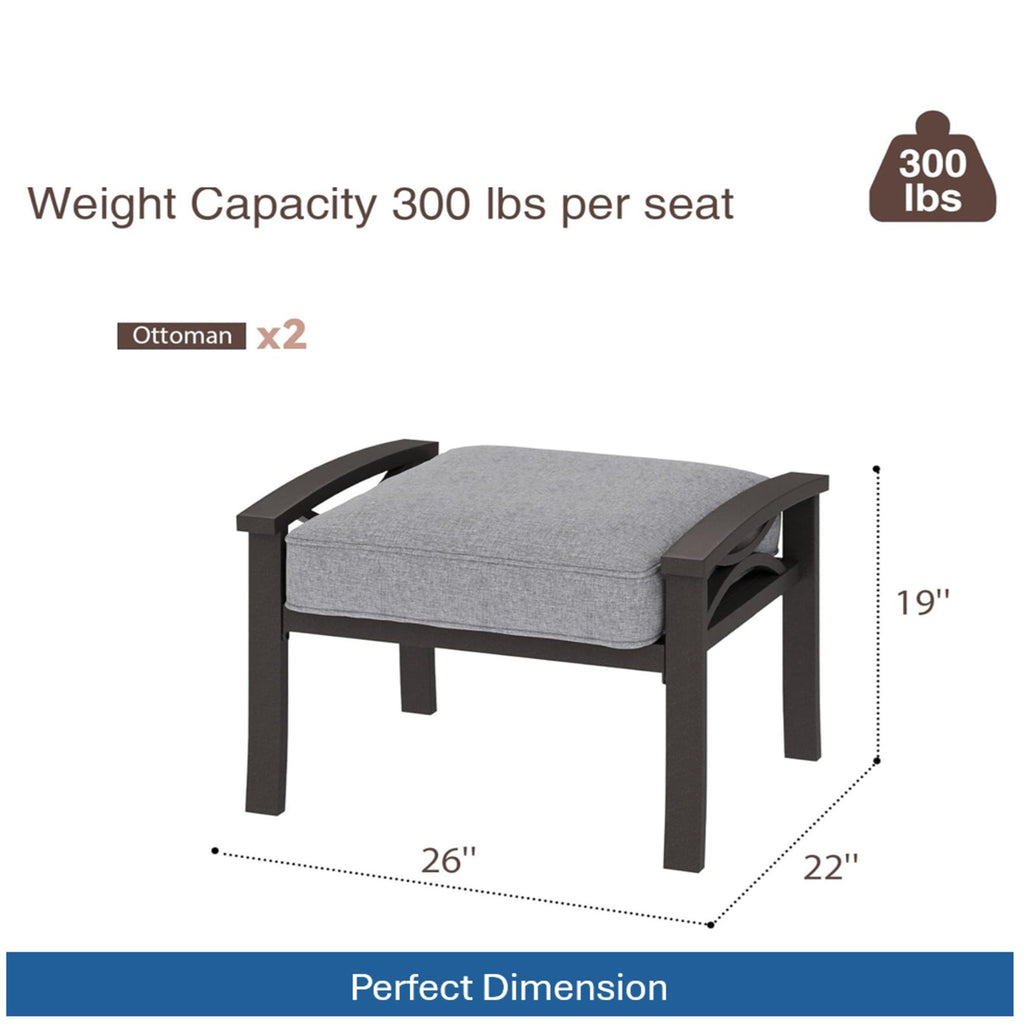 Outdoor Patio Set Steel 8 Piece Seats 9 Khaki Gray