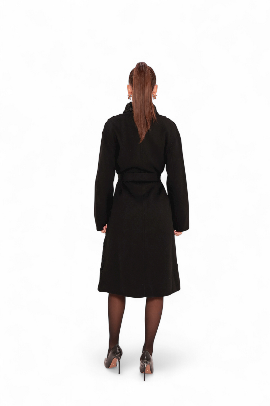 Noir Genuine Karakul Wool Overcoat