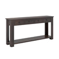 63 Inches Farmhouse Entryway Table with 4 Storage Drawers and Open Shelf-Espresso
