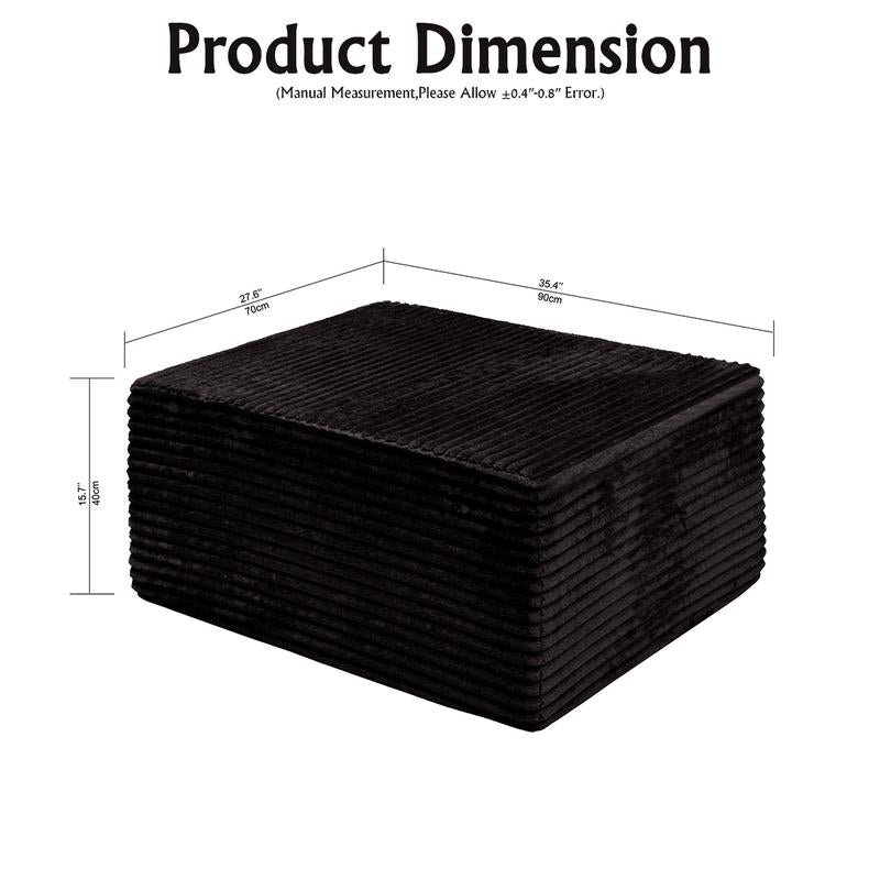 Luxury Corduroy Boneless Sofa with Matching Ottoman. This Footstool Is Suitable for Living Rooms, Bedrooms and Apartments. It Requires No Assembly and Is Made of Comfortable Flannel Fabric.
