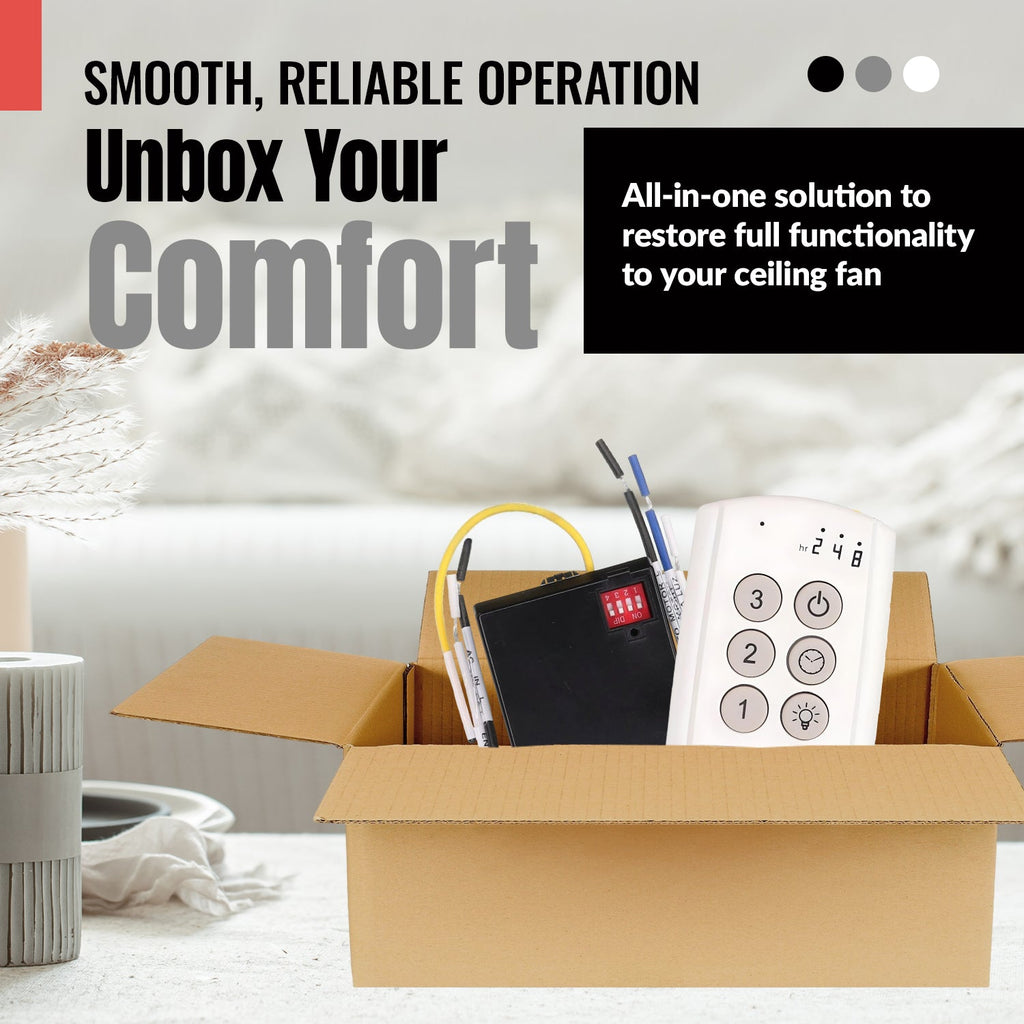 Substitute for Harbor Breeze TR258B KUJCE10716 Ceiling Fan Remote Control [63T-AC83T-KIT]