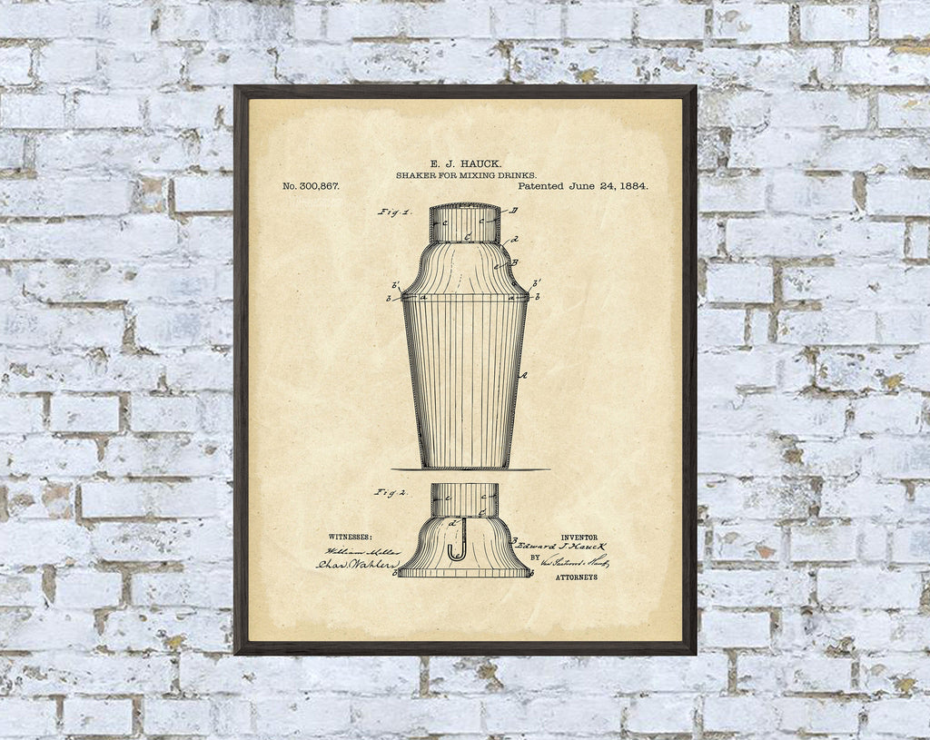 Drink Shaker Patent Print - Digital Download - 7 Different Backgrounds Included
