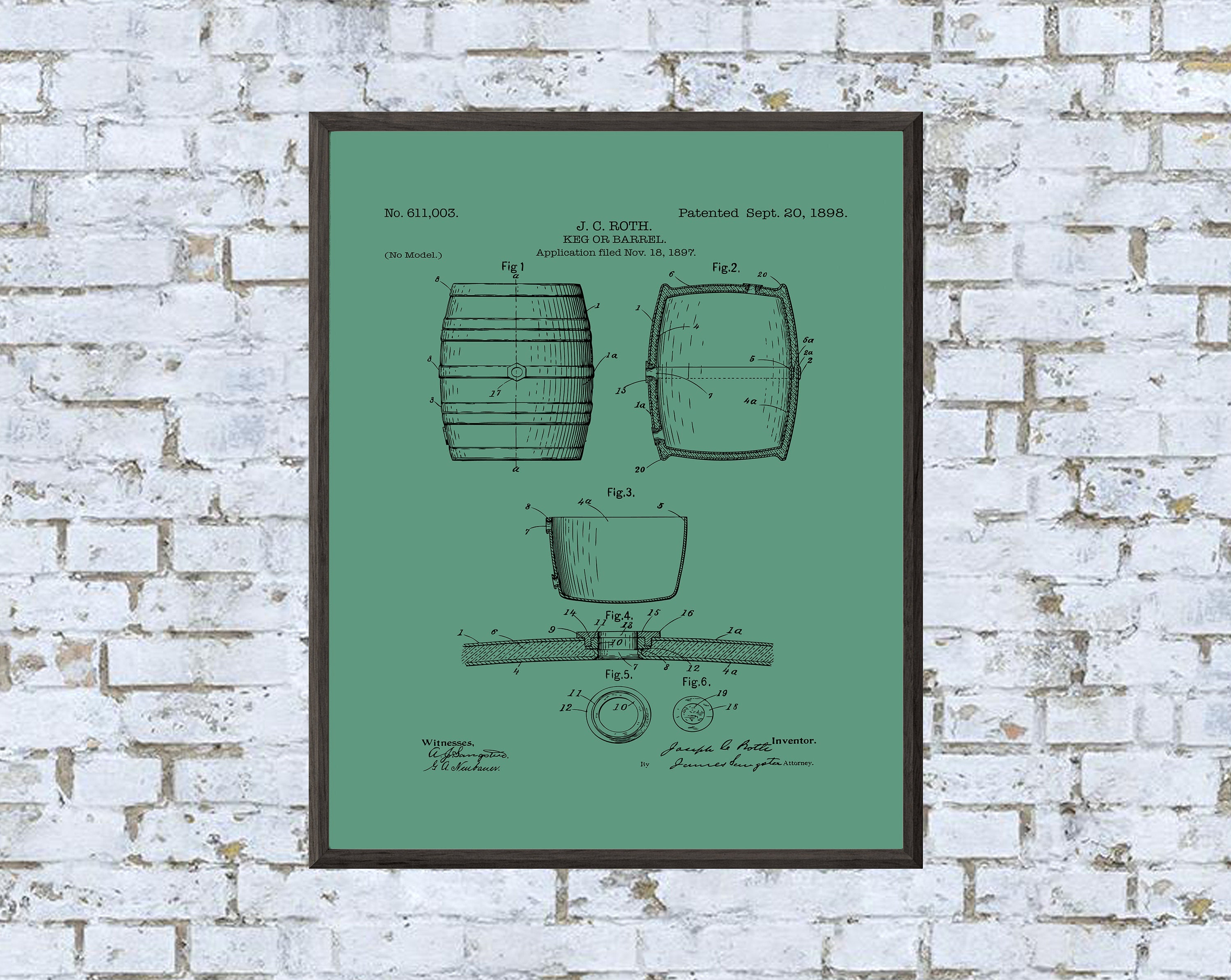 Keg Patent Print - Digital Download - 7 Different Backgrounds Included