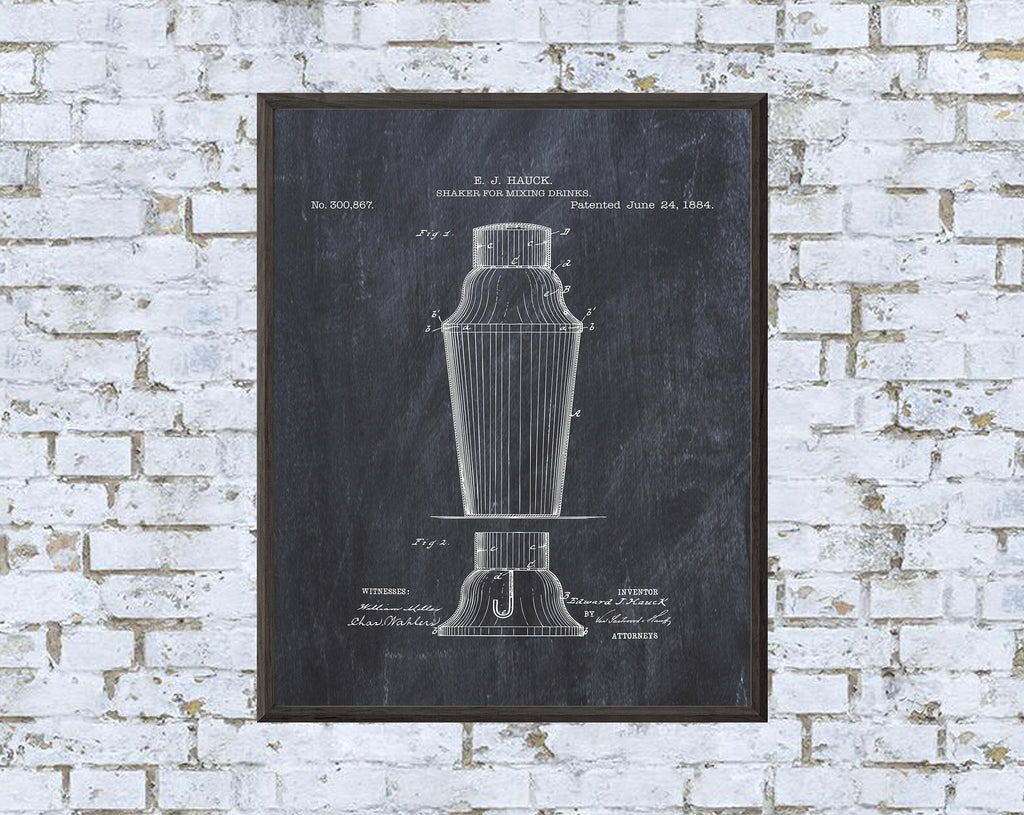 Drink Shaker Patent Print - Digital Download - 7 Different Backgrounds Included