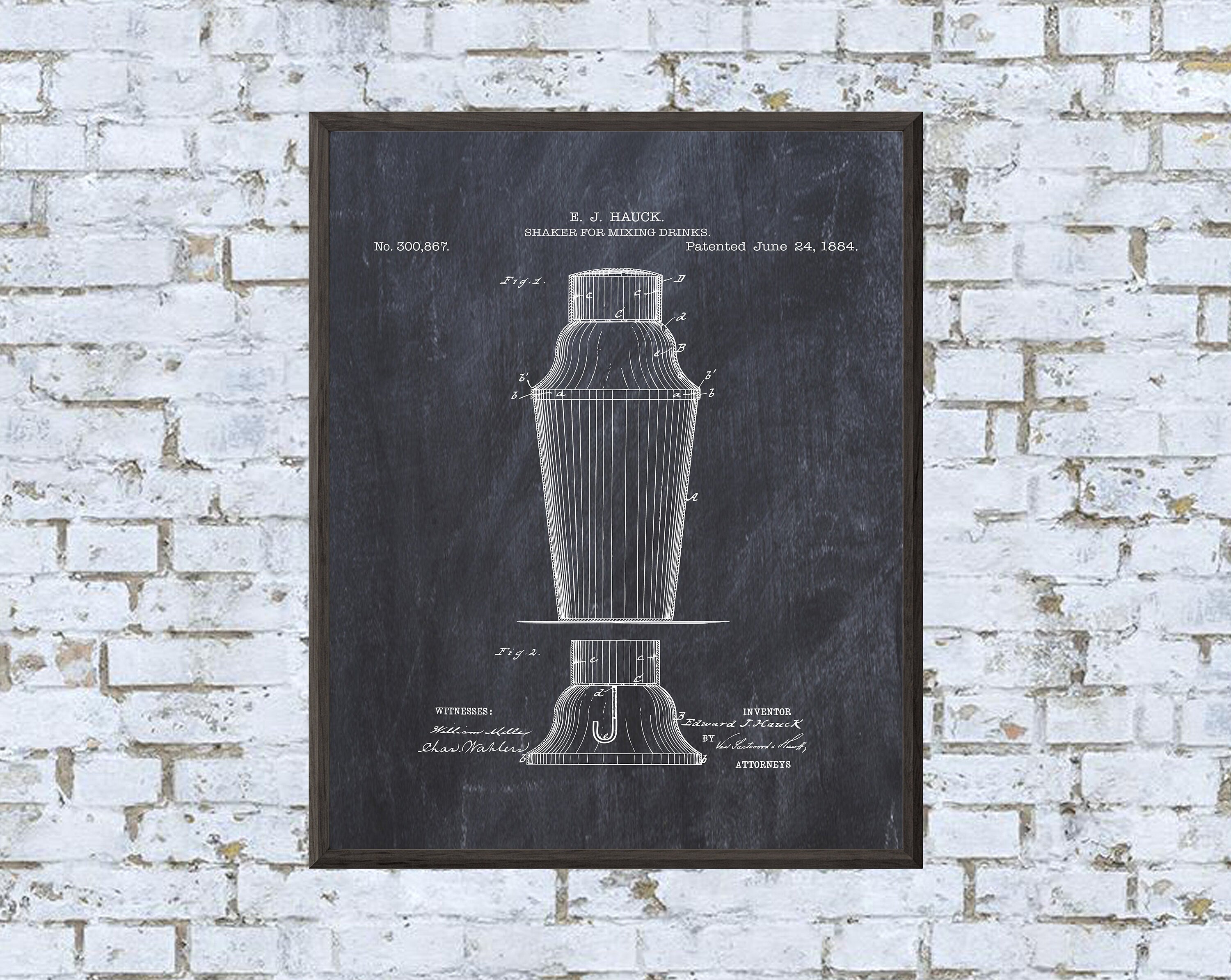 Drink Shaker Patent Print - Digital Download - 7 Different Backgrounds Included