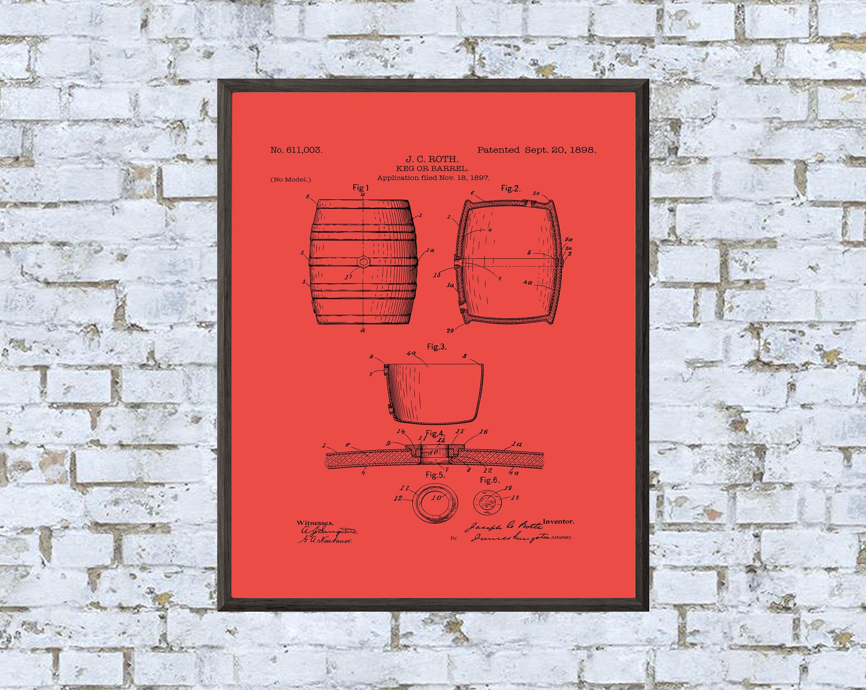 Keg Patent Print - Digital Download - 7 Different Backgrounds Included