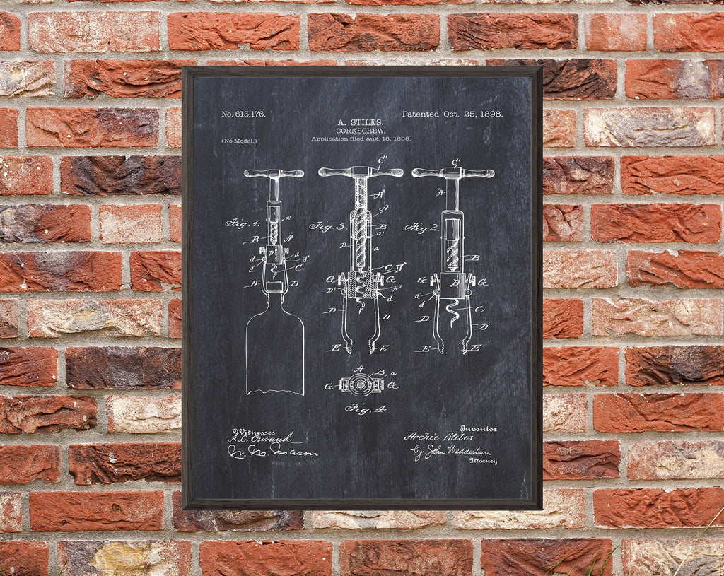 Corkscrew Patent Print - Digital Download - 7 Different Backgrounds Included