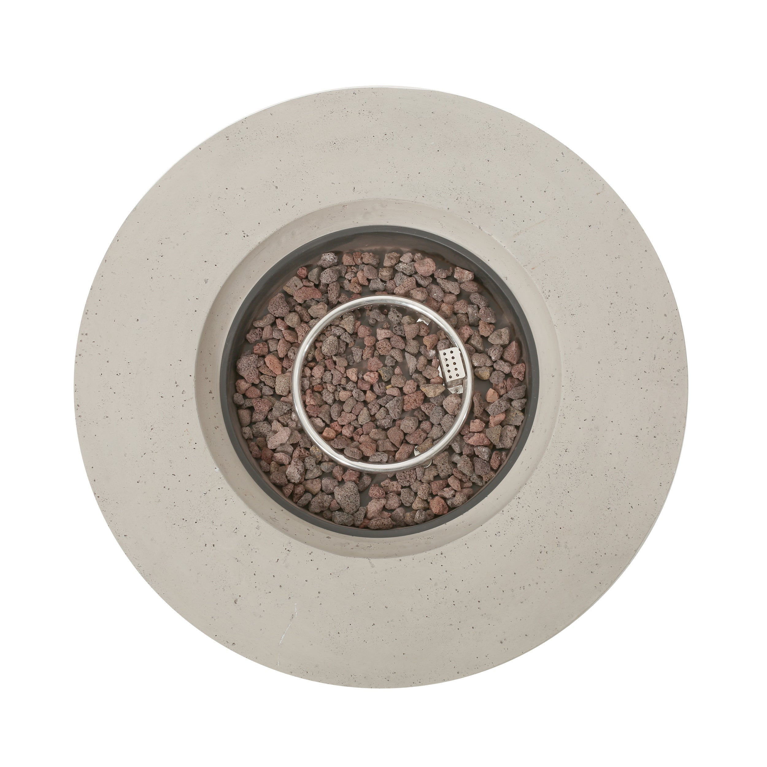 Modern Outdoor 50000 BTU Round MgO Concrete Propane Fire Pit, Light Grey