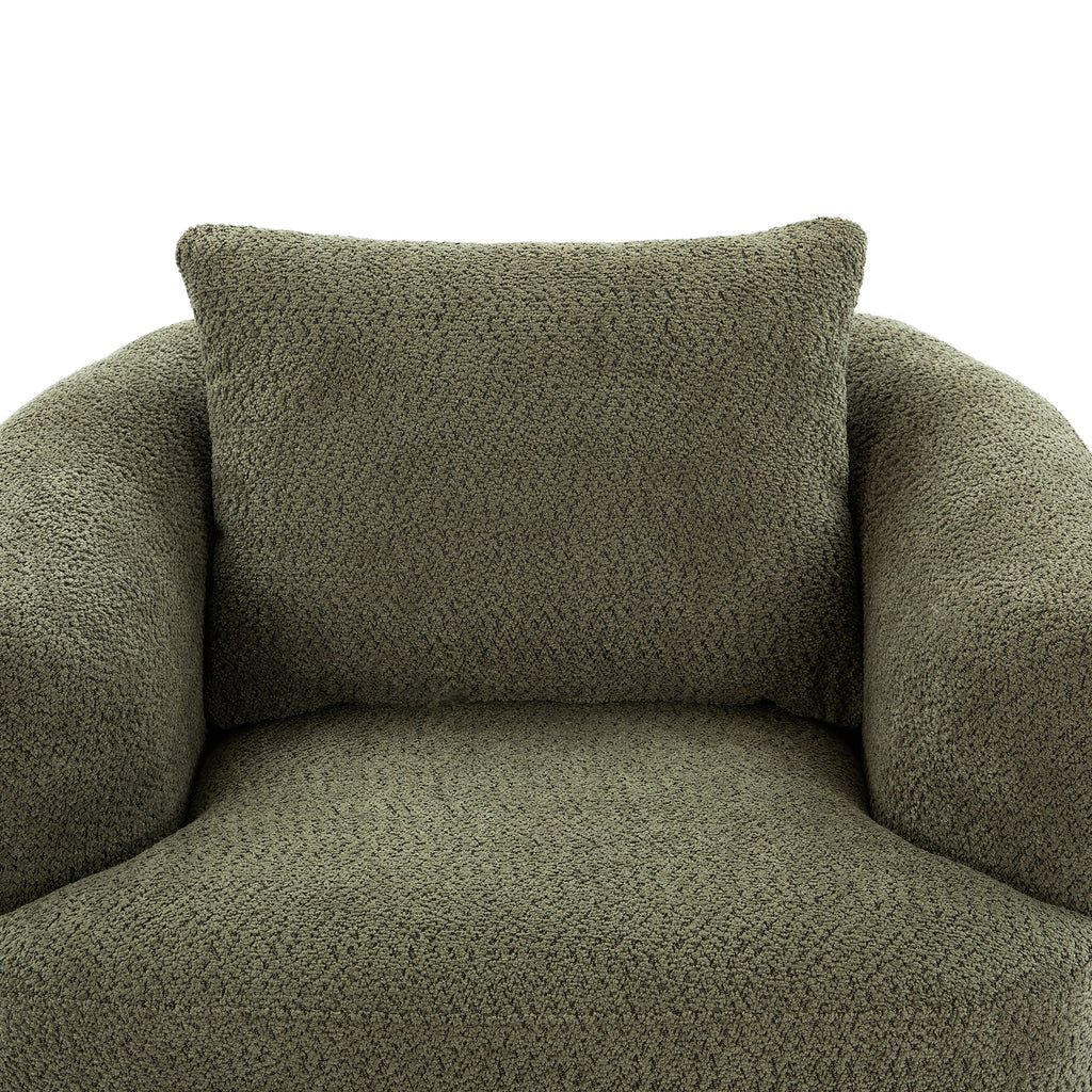 Accent Chair Swivel Barrel Chenille Green 360 Degree Pocket Spring 38 In