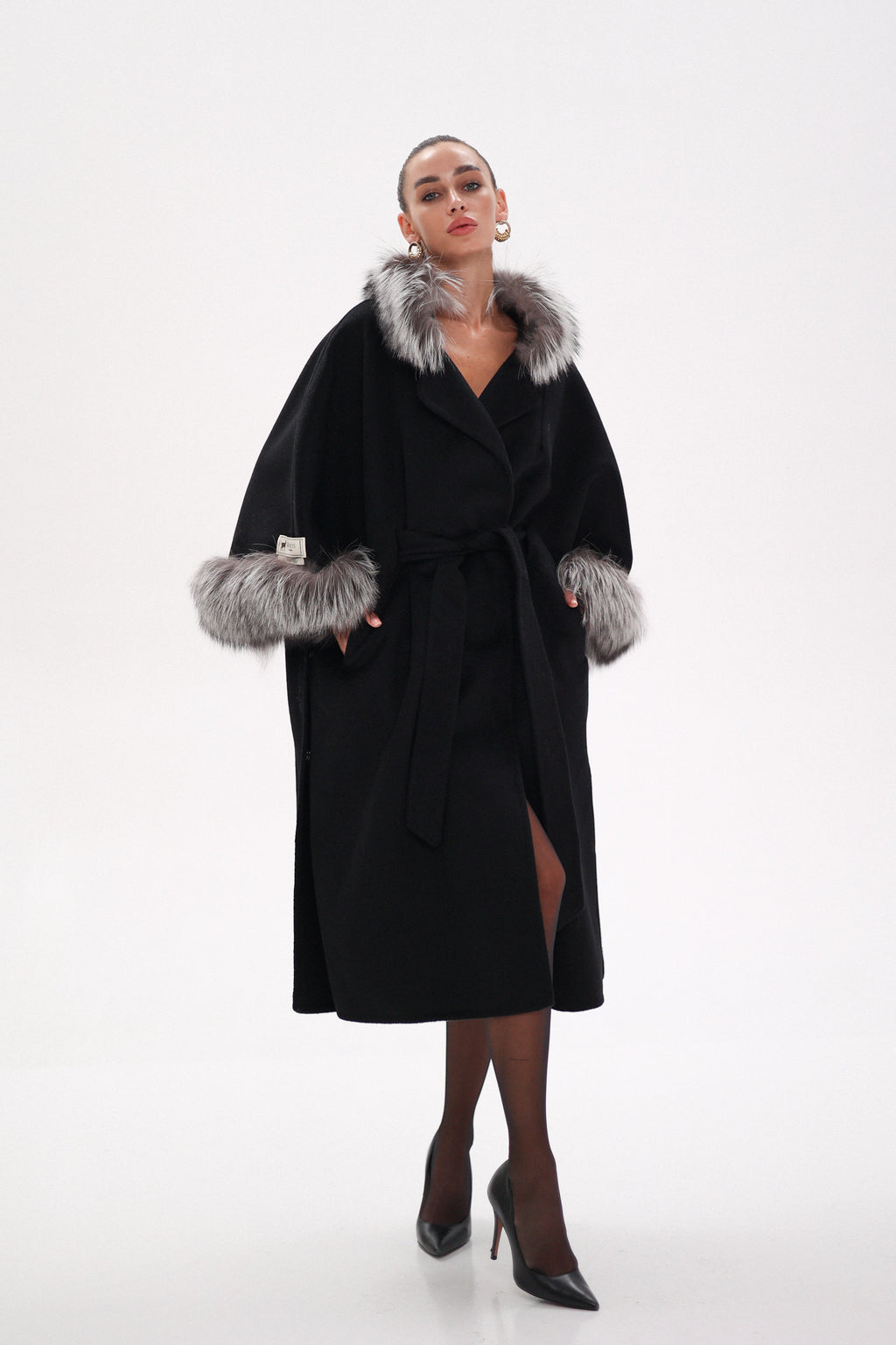 Saga®Furs Silver Fox Wool Alpaca Coat