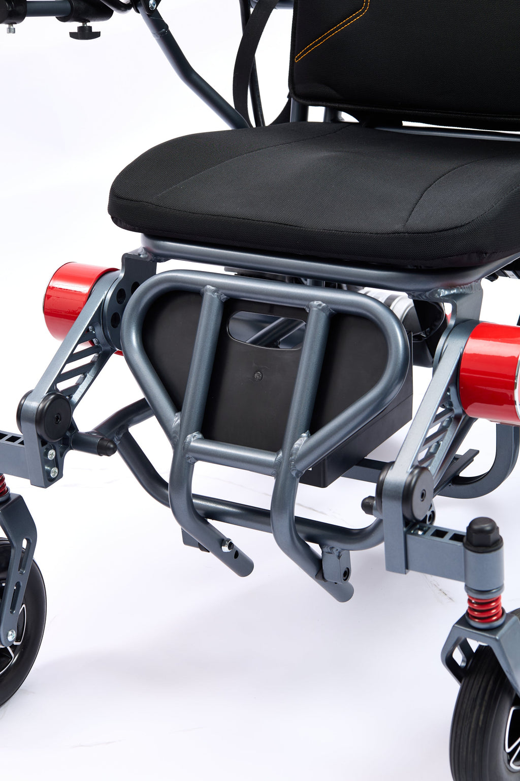 Wheelchair Electric Foldable Aluminum 300 LB 15 Mile Range Black Red