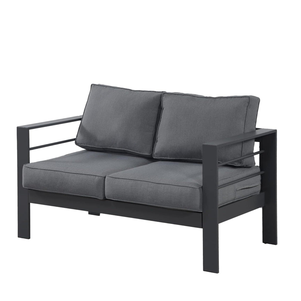 Outdoor Loveseat Aluminum Gray Dark Gray Olefin Cushions 50in