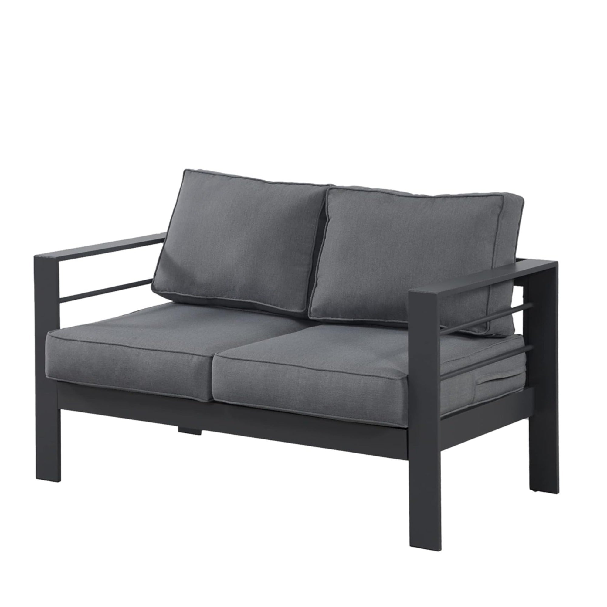 Outdoor Loveseat Aluminum Gray Dark Gray Olefin Cushions 50in