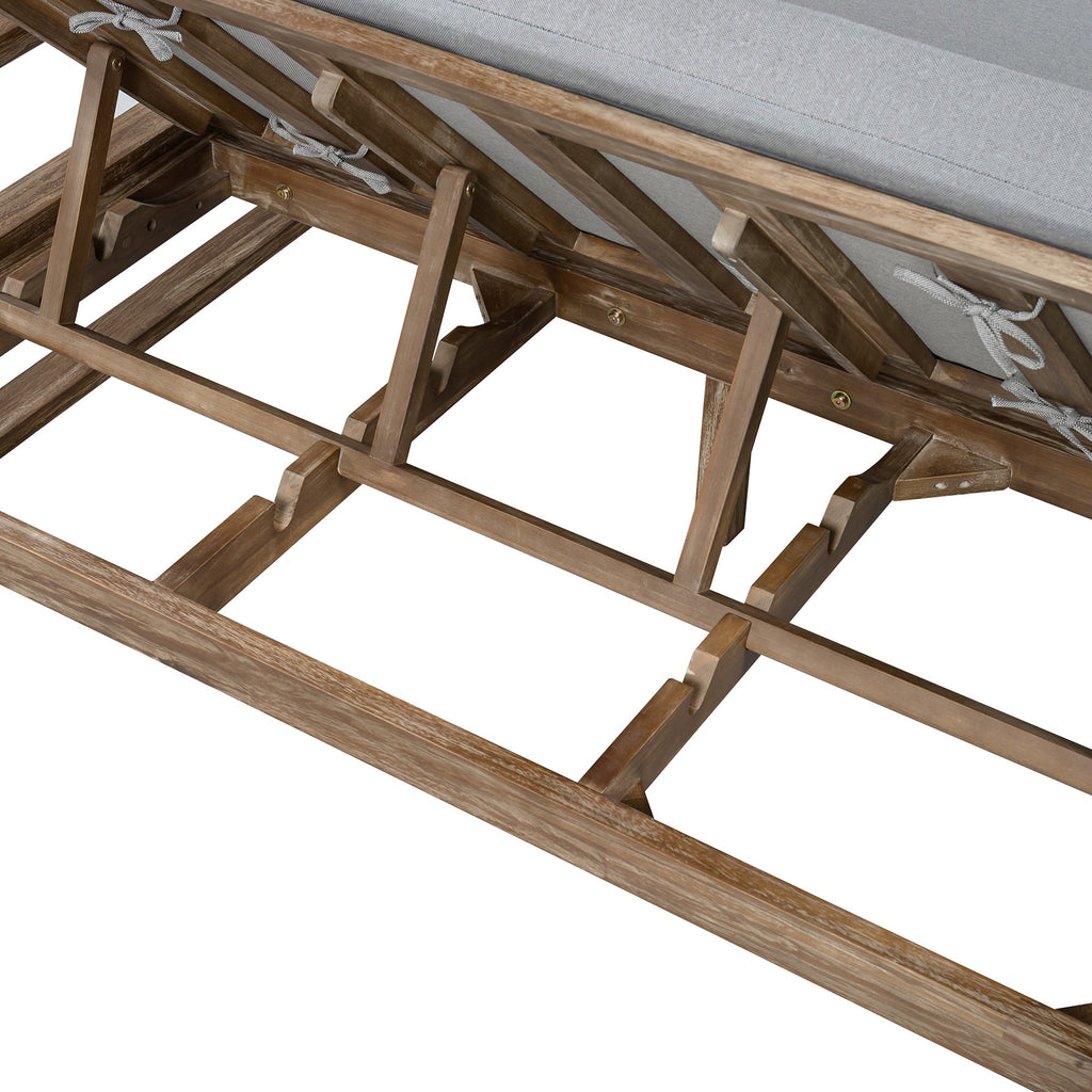 Outdoor Daybed Acacia Wood Farmhouse Gray with Wheels 2 Person