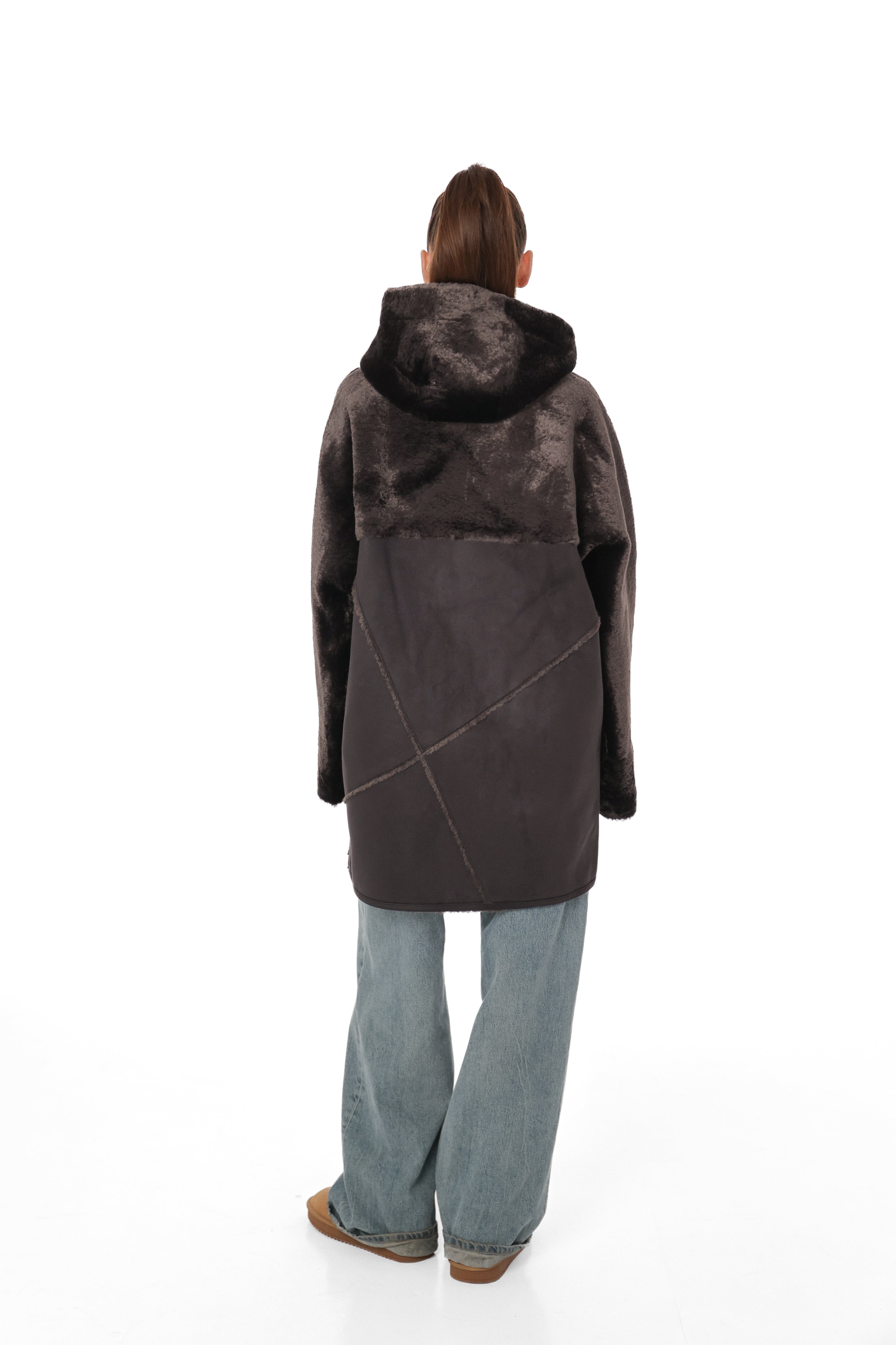 Hooded Eco-Suede Coat