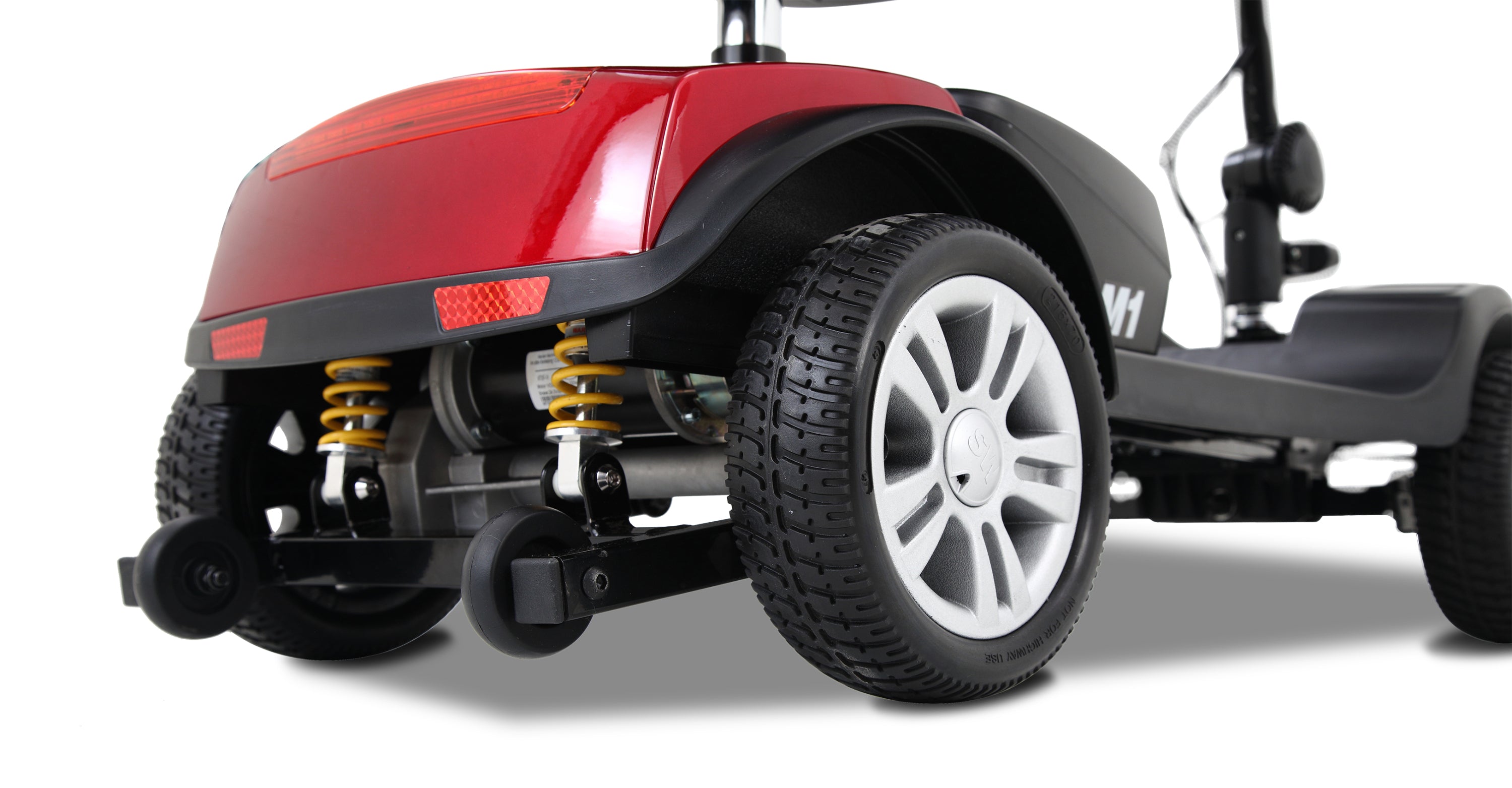 Mobility Scooter 4-Wheel Compact Metal Red 300 LB 10 Mile Rear Suspension