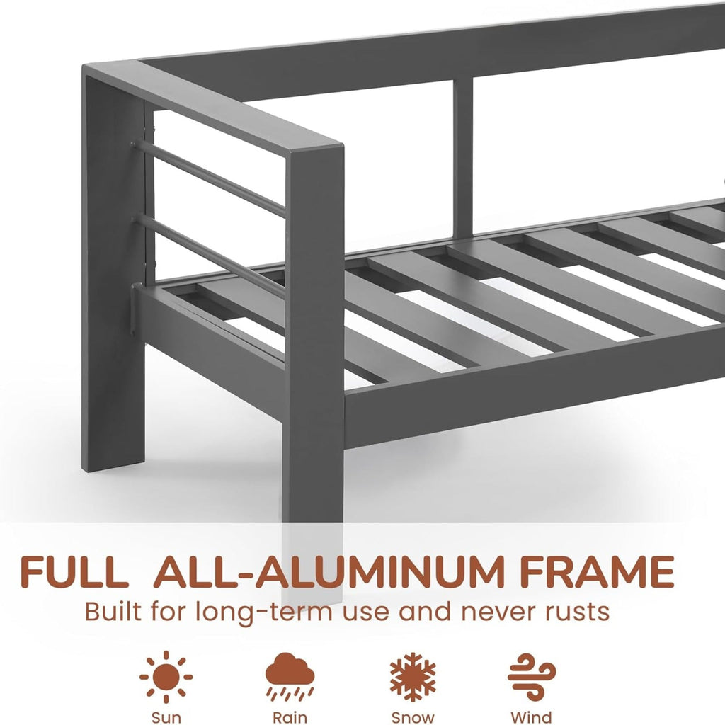 Outdoor Loveseat Aluminum Gray Dark Gray Olefin Cushions 50in