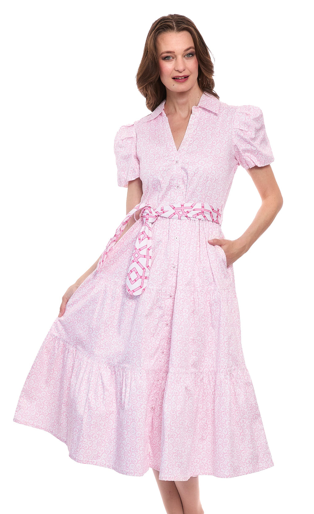 Litchfield Pink White Swirl Print