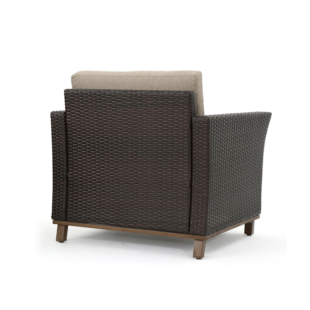 Club Chair PE Rattan Iron Brown Modern Outdoor