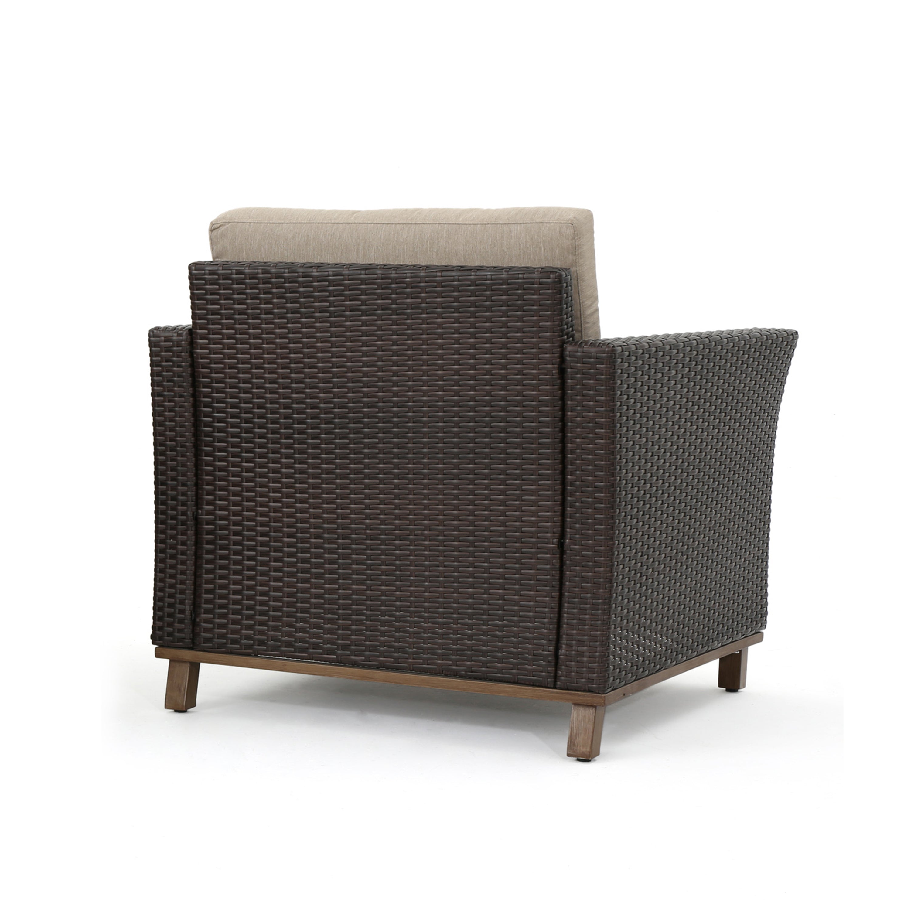 Club Chair PE Rattan Iron Brown Modern Outdoor