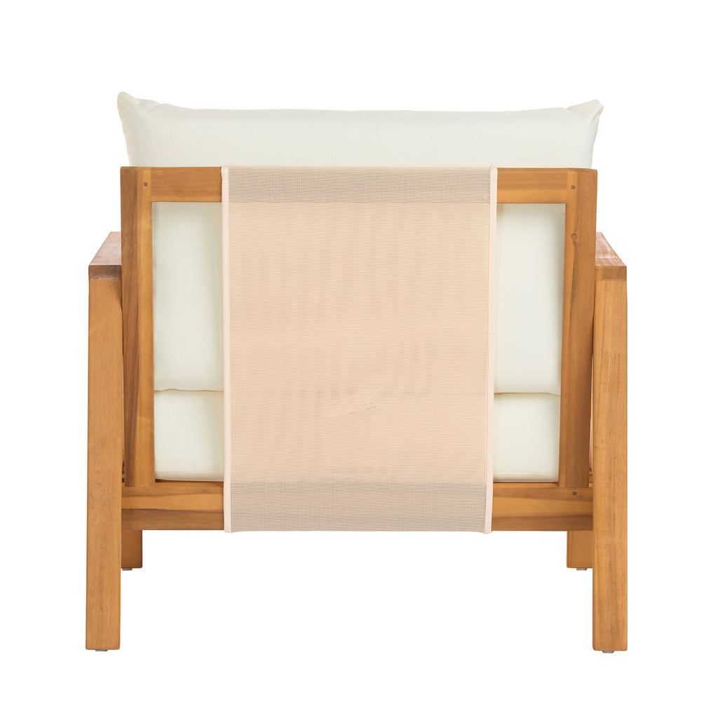 Outdoor Club Chair, Acacia Wood Frame with Textilene Accents