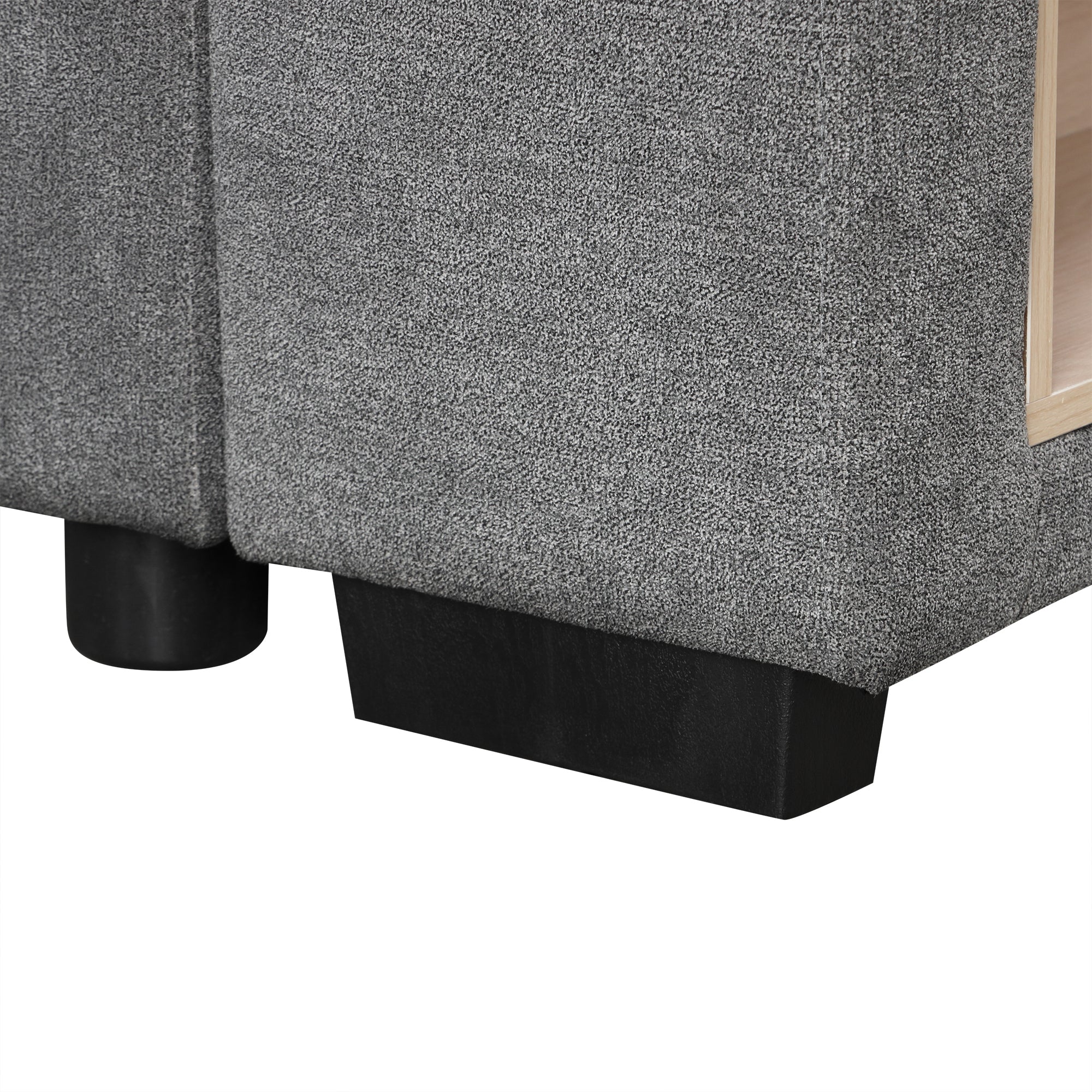 Sectional Sofa U-Shape Chenille Gray 5 Seat USB Ports Pull-Out 109 In