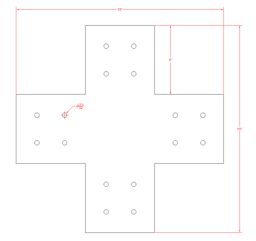Structural Design X Bracket for 6x6 Post, 6x6 Bolt Plate, 6 Inch X Support Bracket, Steel Bracket, 6 inch Cross Bracket