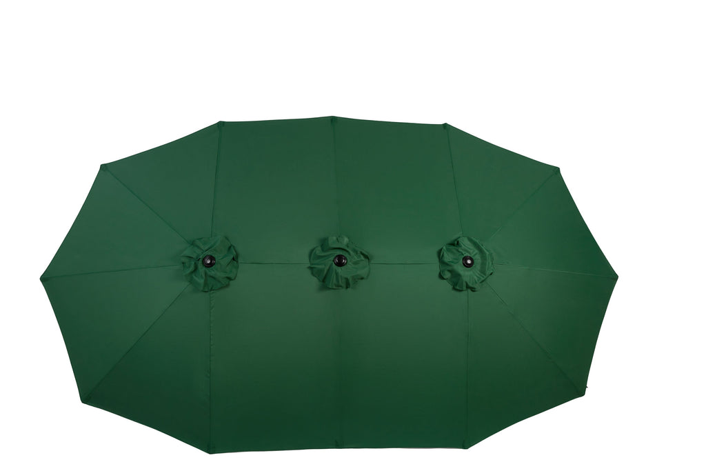 Patio Umbrella Rectangular Double Sided Dark Green 14.8ft Crank Lift