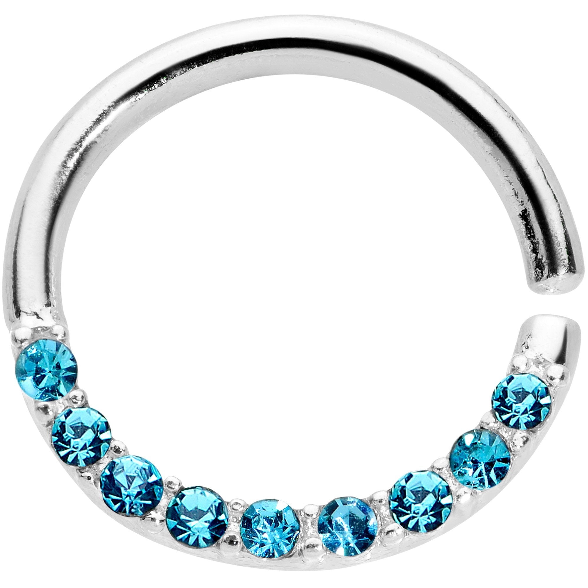 16G 5/16 Blue Gem Simple Elegance Seamless Circular Ring
