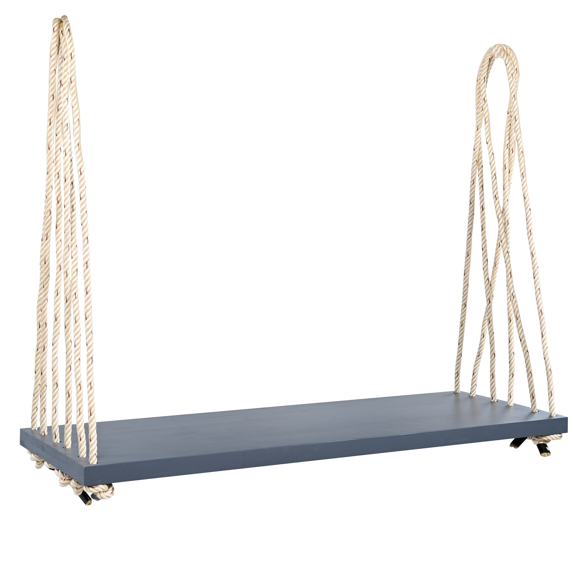 Outdoor Hanging Swing Chair Acacia Wood Gray Cushion Pillows 63x23.6 In 400 LB