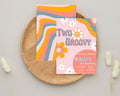 Two Groovy Birthday Invitation: Retro Hippie Invite (Digital Download) Editable Template