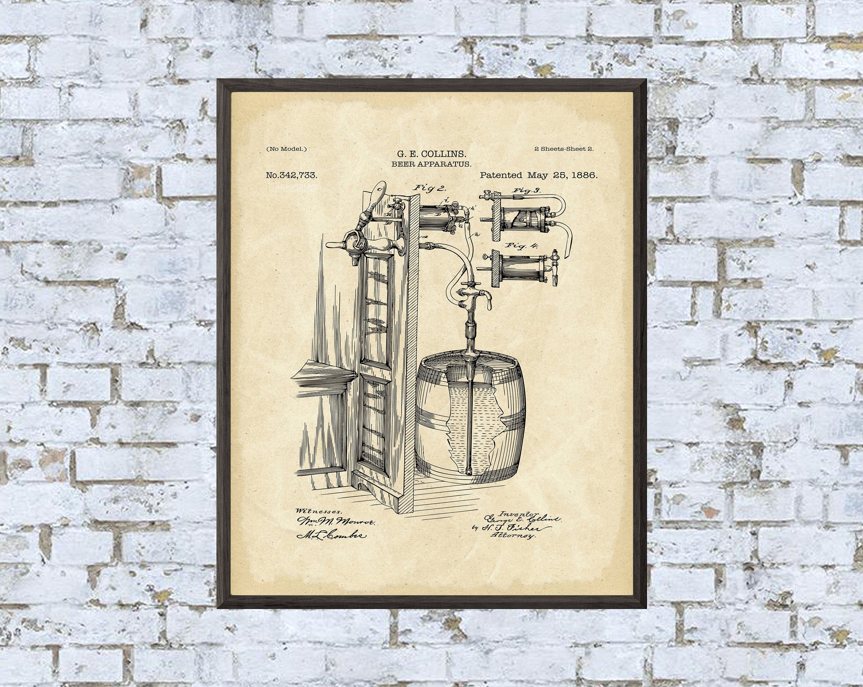 Vintage Beer Apparatus Patent Art Print: 7 Backgrounds (Digital Download)