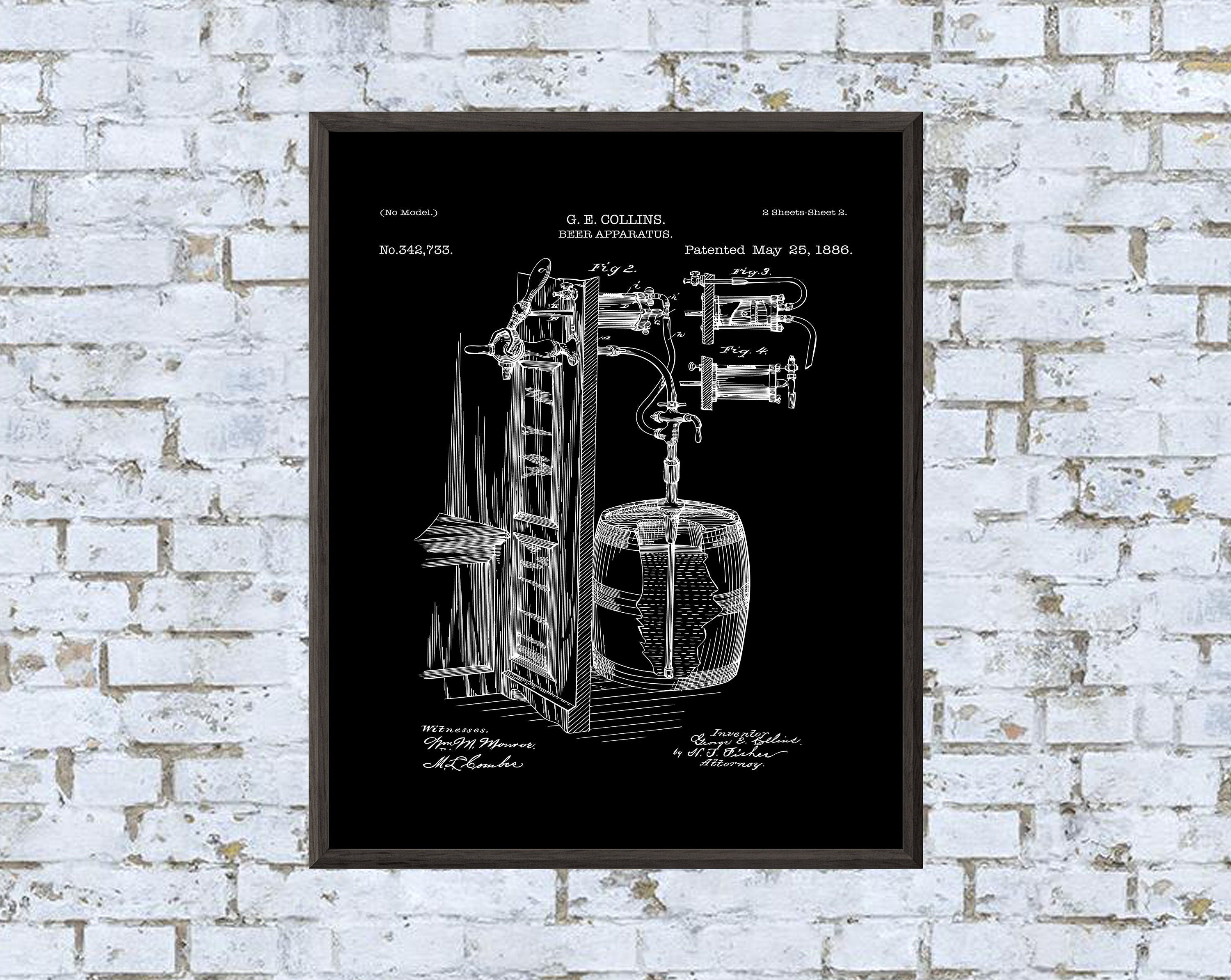 Vintage Beer Apparatus Patent Art Print: 7 Backgrounds (Digital Download)