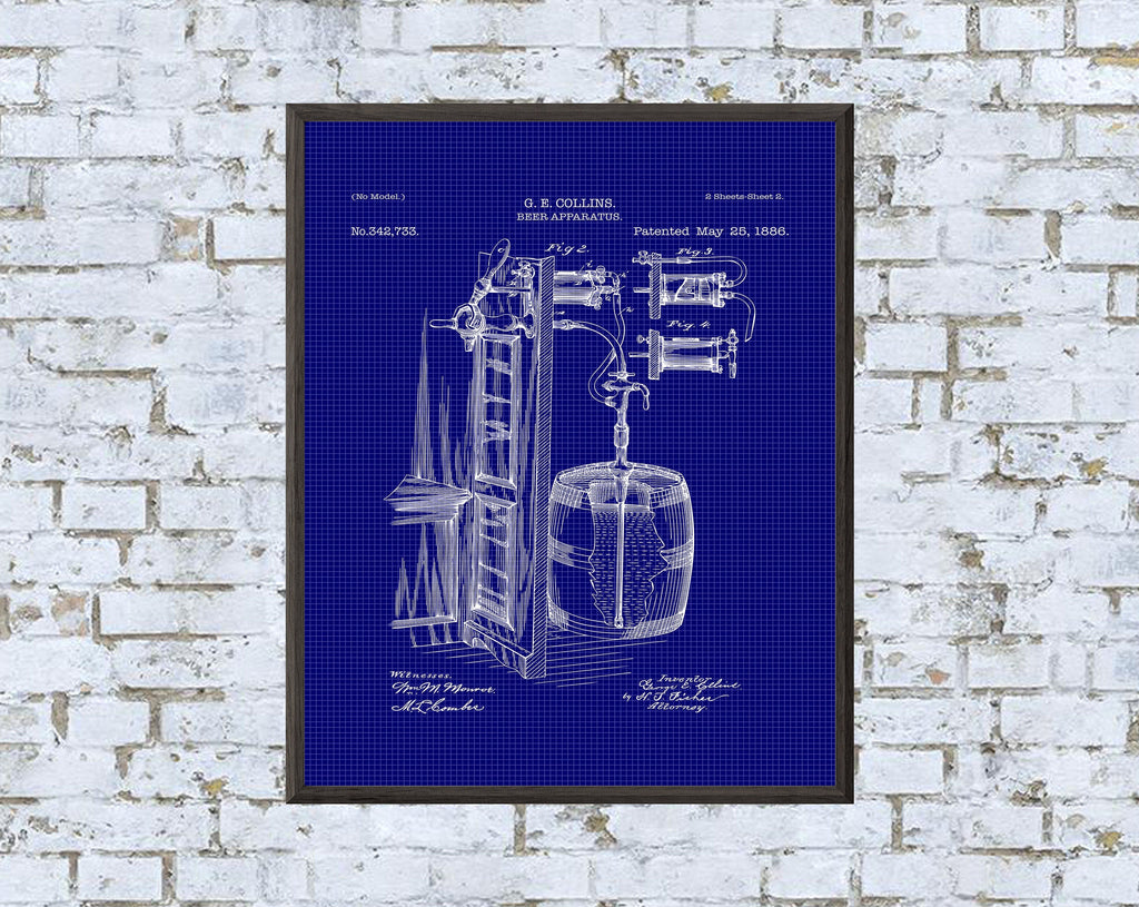 Vintage Beer Apparatus Patent Art Print: 7 Backgrounds (Digital Download)