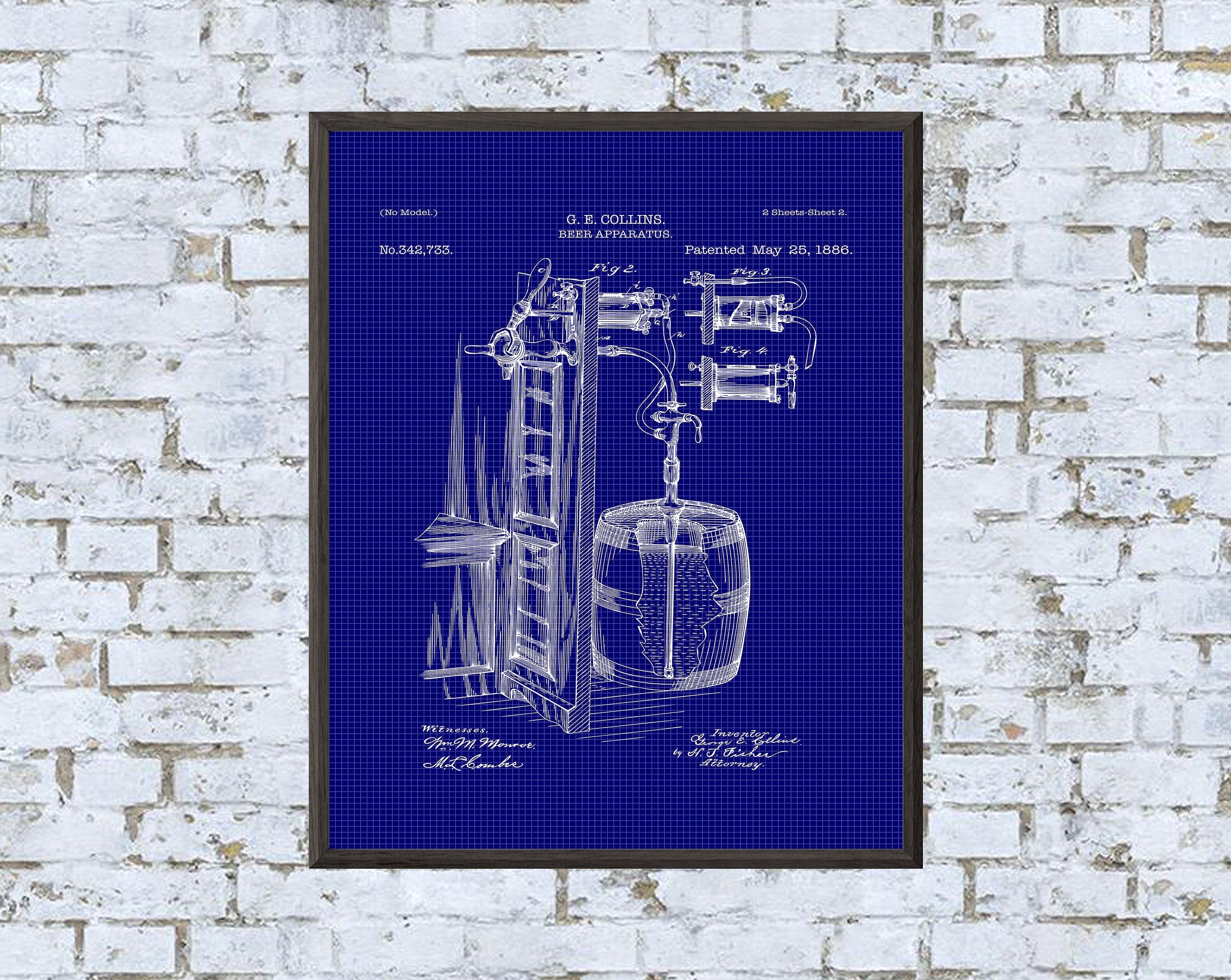 Vintage Beer Apparatus Patent Art Print: 7 Backgrounds (Digital Download)