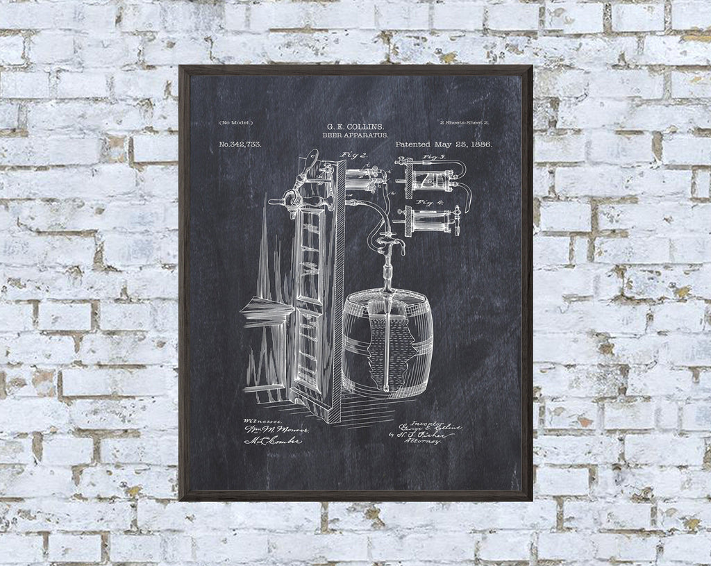 Vintage Beer Apparatus Patent Art Print: 7 Backgrounds (Digital Download)