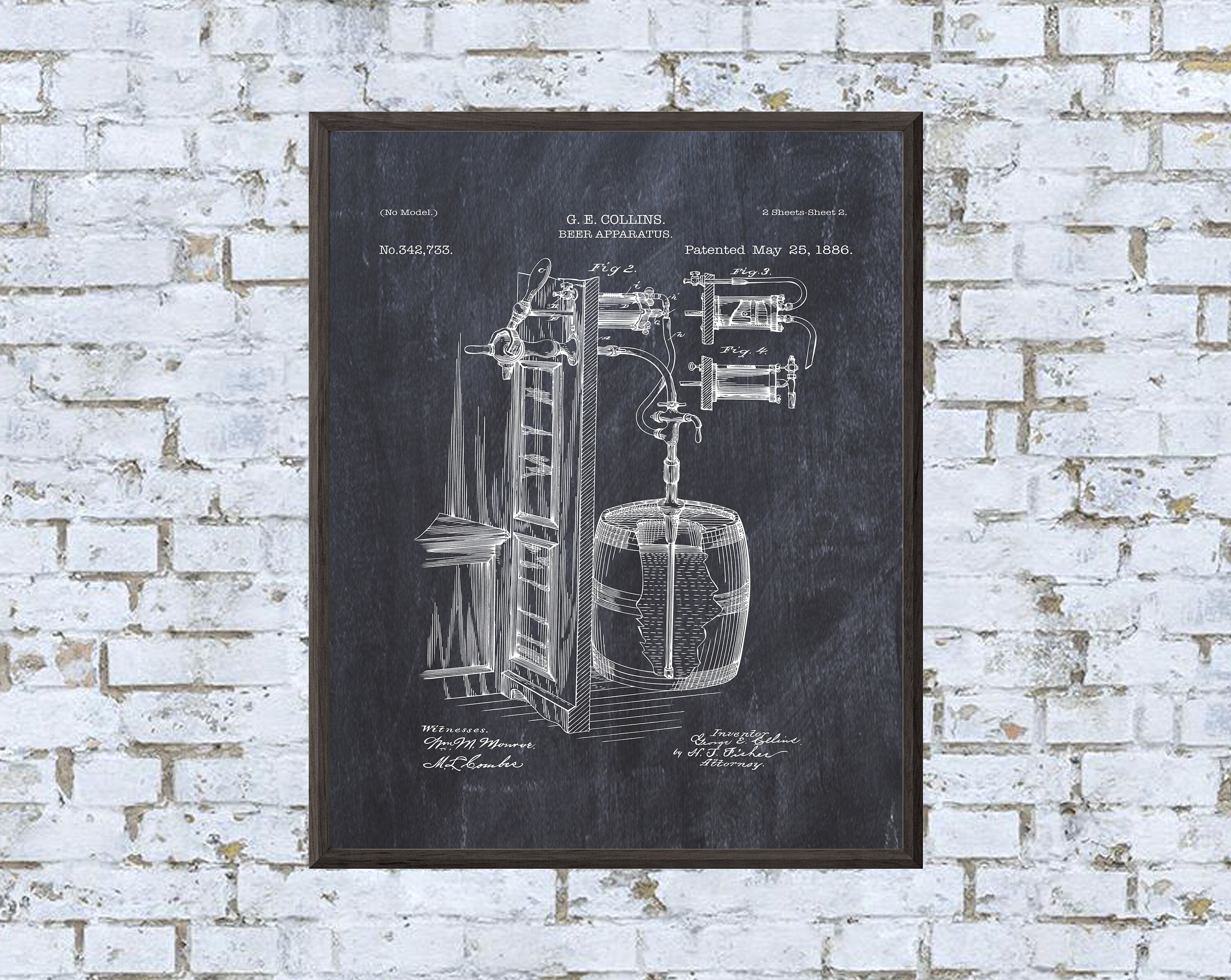 Vintage Beer Apparatus Patent Art Print: 7 Backgrounds (Digital Download)