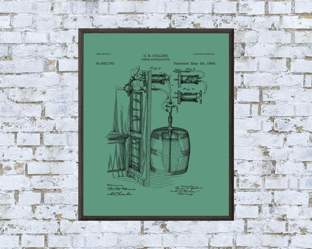 Vintage Beer Apparatus Patent Art Print: 7 Backgrounds (Digital Download)