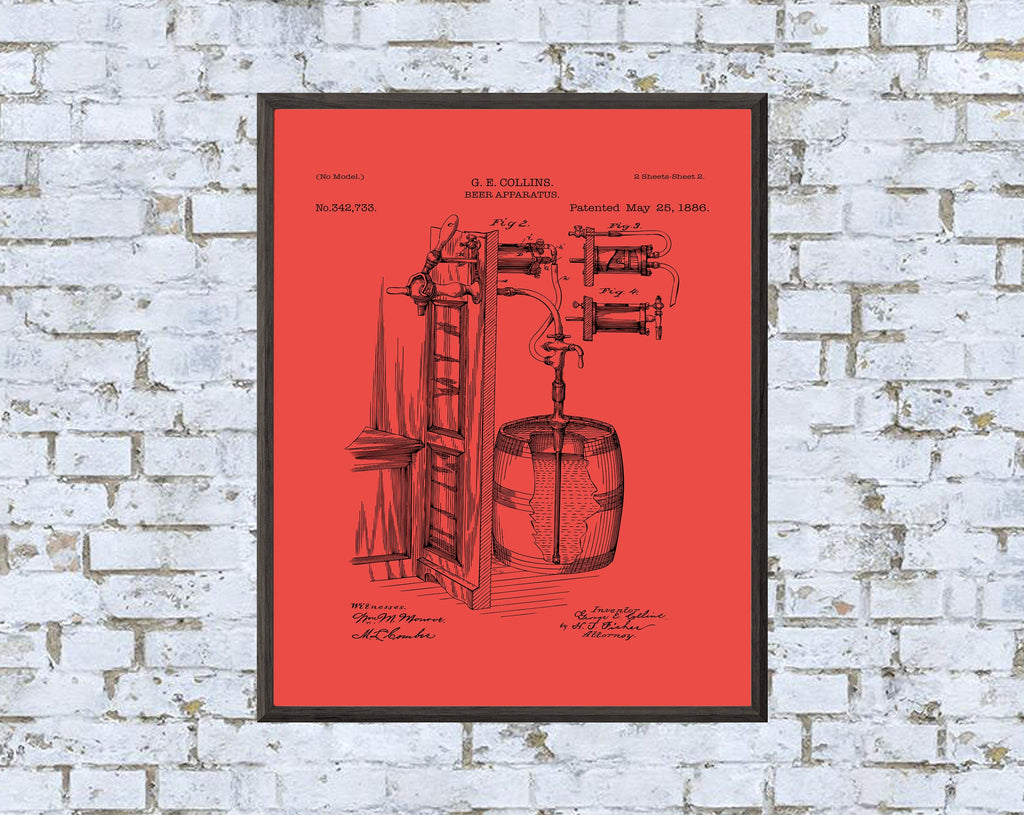 Vintage Beer Apparatus Patent Art Print: 7 Backgrounds (Digital Download)
