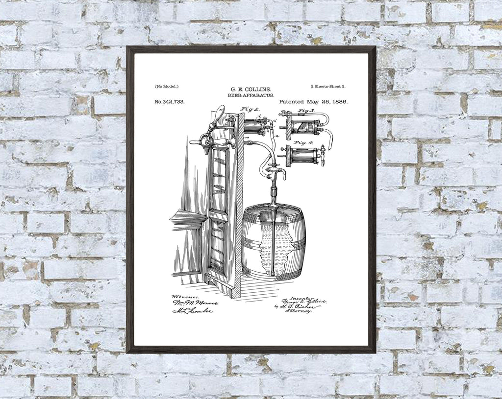 Vintage Beer Apparatus Patent Art Print: 7 Backgrounds (Digital Download)